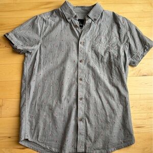 Prana Gray and Pink Casual Button Down Shirt